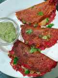 Beetroot pulp chilla with veggies