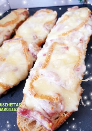 Une photo de Bruschettas maroilles / bruschettas lardons crème gruyère 😋