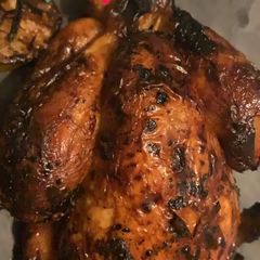 Roasted honey and lemon chicken A picture of Roasted honey and lemon chicken.