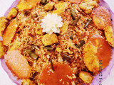 لوبیا پلو با مرغ