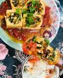 Đậu phụ nhồi rau, nấm sốt cà chua