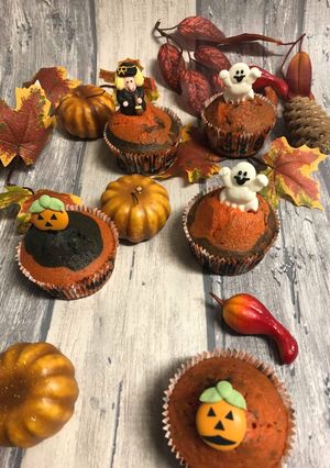 Une photo de Cupcake nature bi-colore d'halloween