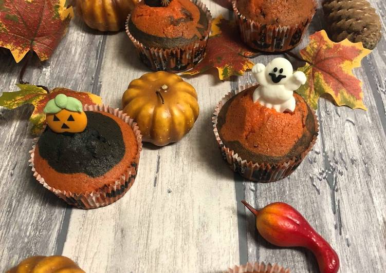 Le secret pour faire des recettes Cupcake nature bi-colore d&#39;halloween Délicieux garanti