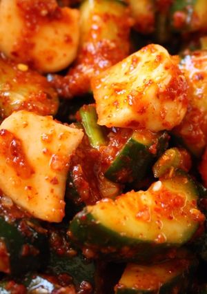 A picture of Cucumber Kimchi.