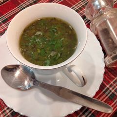 A picture of Garlic and coriander soup(winter herb soup).