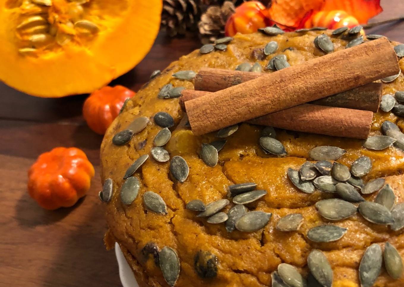 Eggless Whole Wheat Pumpkin Raisins Cake – Autumn Theme Cake