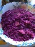 Repollo morado con manzanas (col, lombarda)