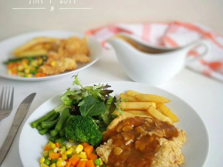 Cara Mudah Membikin Resep Steak Ayam Crispy Saos Jamur yang Lezat Sekali Anti Ribet, Lezat Sekali