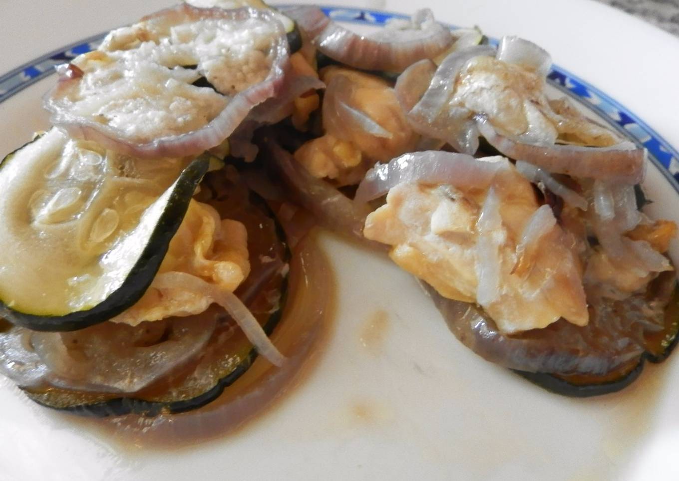 Papillote de calabacín y berenjena con pechuga de pollo