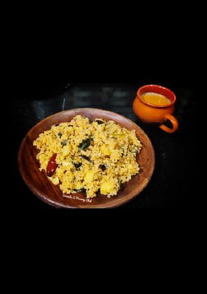 A picture of Daliya upma (Broken wheat upma).