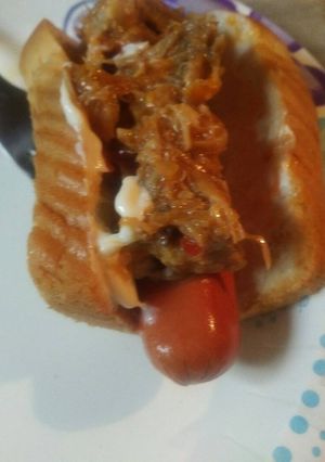A picture of Buffalo Pulled Pork Hotdog.