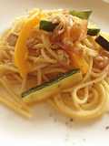 Zucchini and Mentsuyu Butter Spaghetti