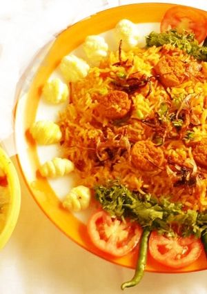 A picture of Rajasthani Gatte ka Pulav.