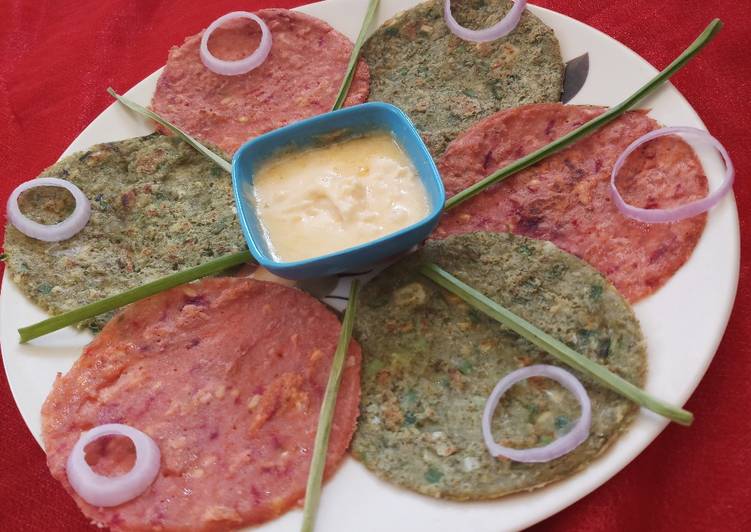 Steps to Make Award-winning Beetroot and green garlic chilla