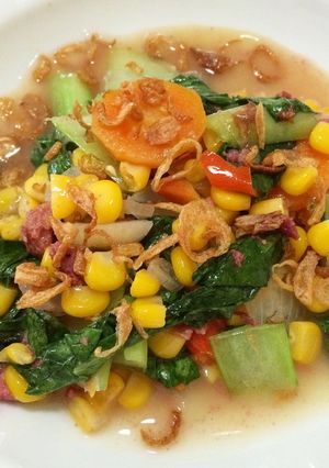 Foto resep Tumis sawi manis plus kornet