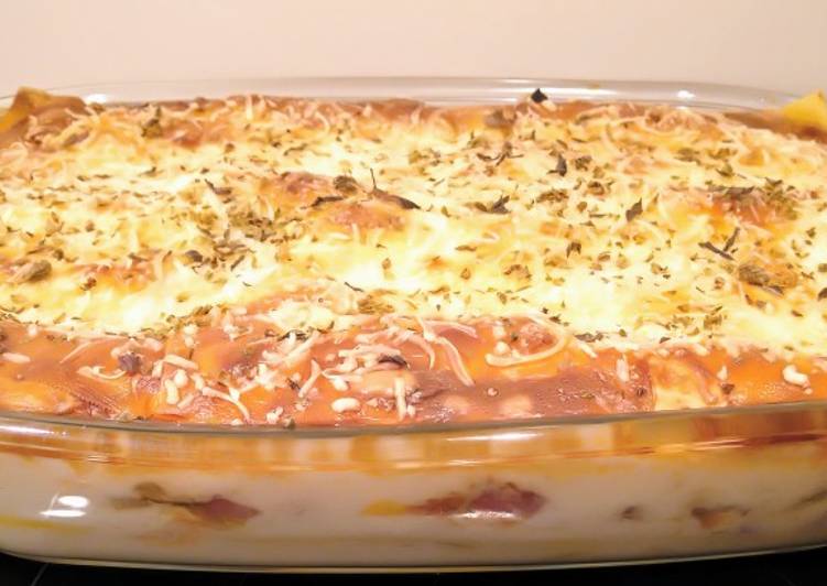 Lasaña sin gluten con verdurita y poquito de carne🥕🥒🧀🍄🥓🍅