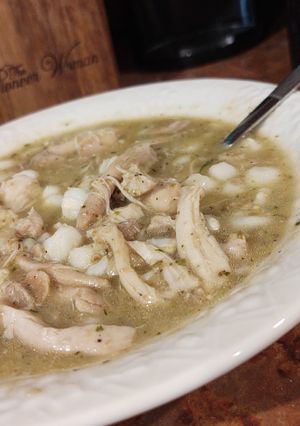 A picture of Chicken Pozole Verde 💚.