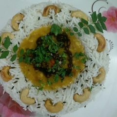 A picture of Dal fry & jeera rice.