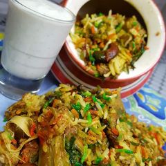 A picture of Kathal biryani.