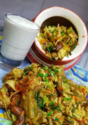 A picture of Kathal biryani.