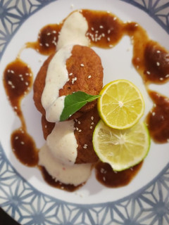 A picture of Chestnut flour tikki.