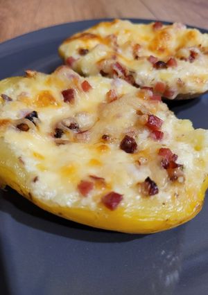 Töltött krumplihajók recept fotója