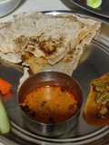 Sorgam bhakri (flat bread) with ridge gourd and potato sabji