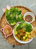 Mi Quang with Chicken and Quail Eggs