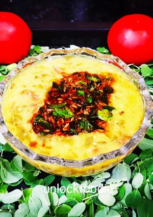 A picture of Moringa leaves cooked with Lentils Moringa leaves Dal.