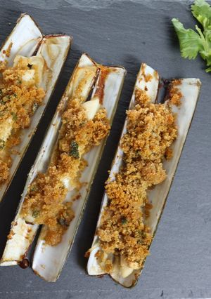 A picture of Baked Stuffed Razor Clams.