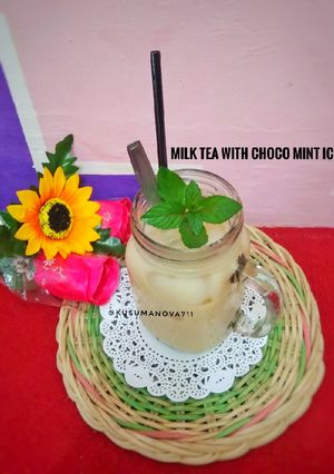 Foto resep 98. Es Teh Susu Daun Mint