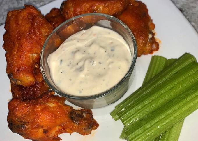 Recipe of Favorite Buffalo Wings with home-made Blue Cheese Dip