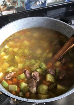 A picture of Vegetable Soup with Meat.