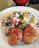 Ensalada de papas con pollo frito👍🇵🇪