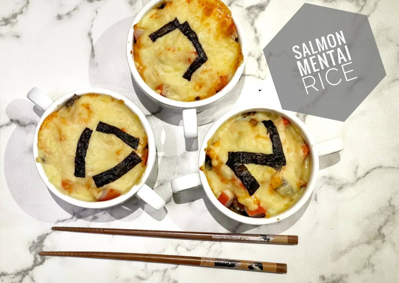 Salmon Mentai Rice/ Shirataki with mozarella