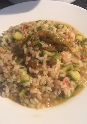 Foto di Risotto integrale zucchine e fiori di zucca