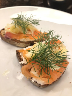 A picture of Salmon & Fennel Rye Toast.