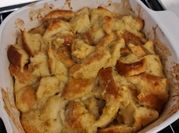 A picture of banana bread pudding