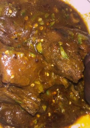 A picture of Okro  Ogbono Soup.