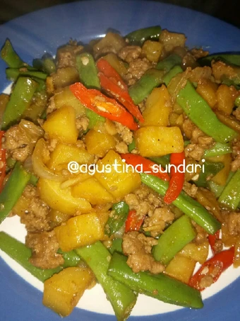 Cara Gampang Membikin Resep  64. Tumis Buncis Kentang Daging Cincang yang Sempurna, Lezat