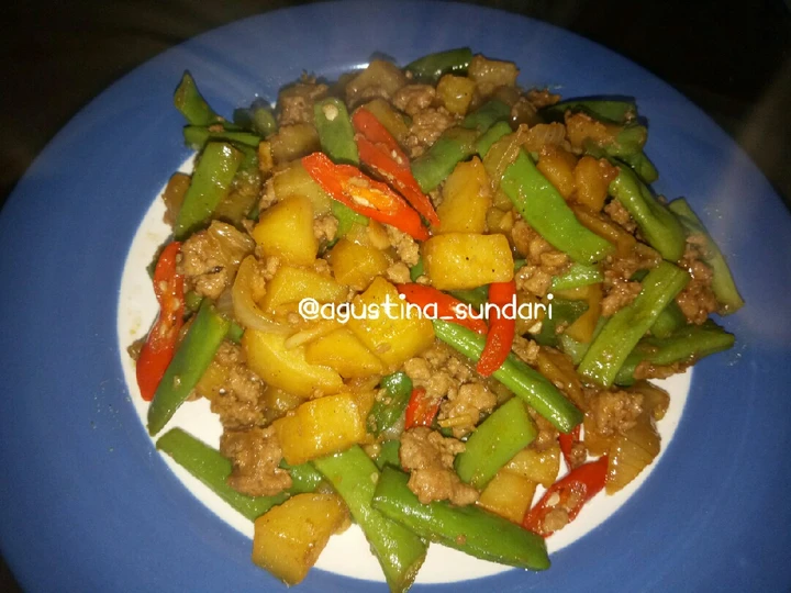 Cara Gampang Membikin Resep  64. Tumis Buncis Kentang Daging Cincang yang Sempurna, Lezat