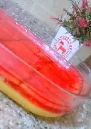 صورة لوصفة طبقات الكاسترد والجيلي 😋❤