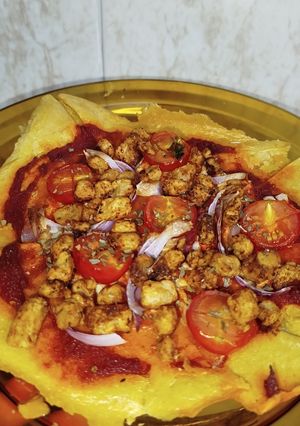 Una foto de ⭐Mini "pizza" de harina de garbanzo en airfryer⭐