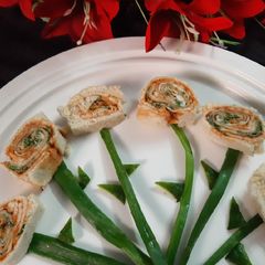 A picture of Mini flowers egg sandwich bouquet.
