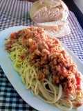 Spaghetti con bolognesa de soja texturizada 🍝 ⁠¯⁠\⁠_⁠(⁠ツ⁠)