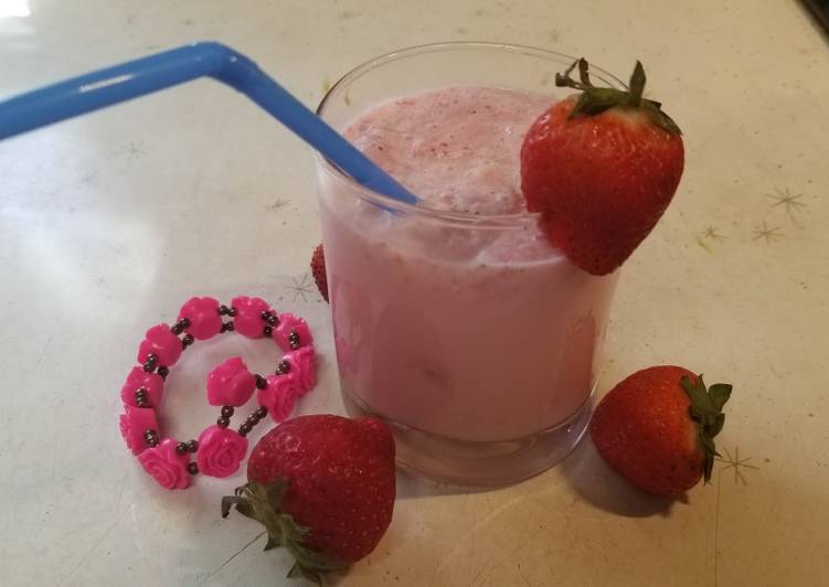 Steps to Prepare Ultimate Strawberry RoohAfzza Milk Shake