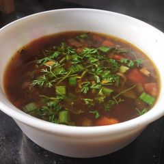 A picture of Hot and sour vegetable soup.
