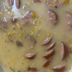 A picture of SAUSAGE, POTATO, AND CORN CHOWDER.