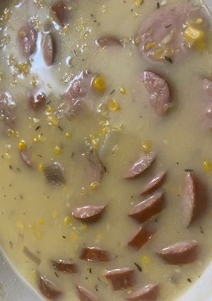 A picture of SAUSAGE, POTATO, AND CORN CHOWDER.