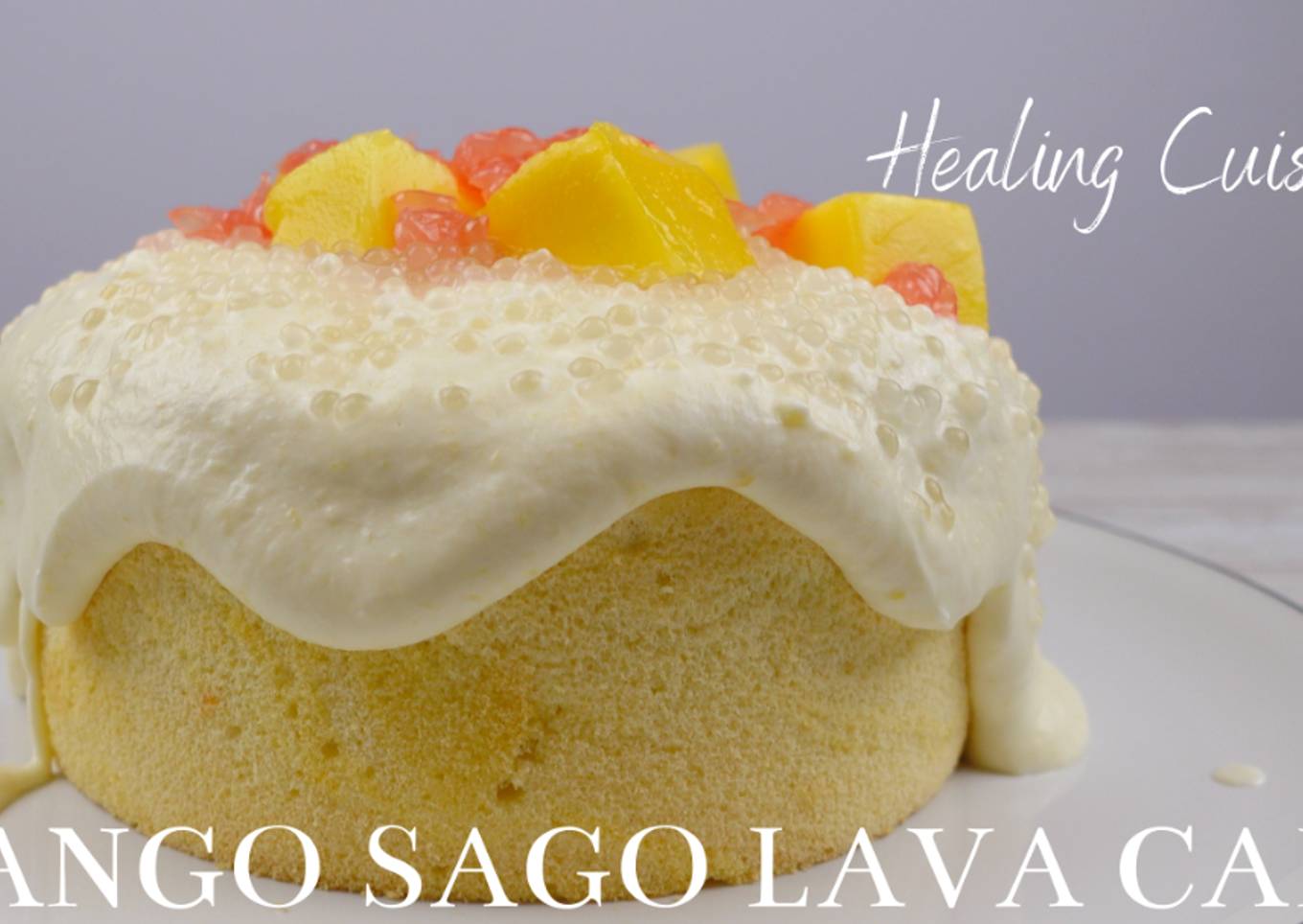 Mango sago lava cake (chiffon cake)